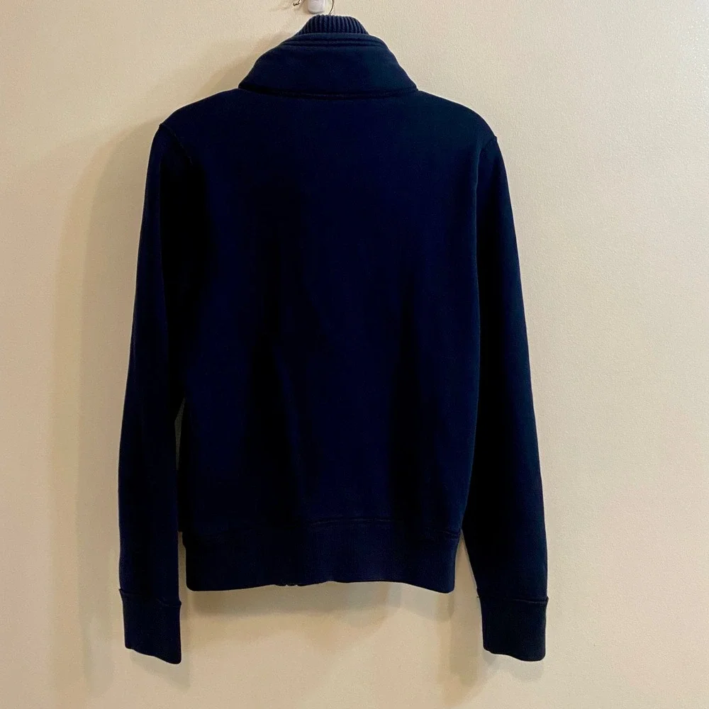 VTG Abercrombie & Fitch Jacket Mens M Navy Blue Red Fleece Lined Mock Neck Moose
